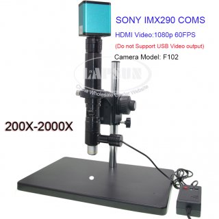 200X-2000X Coaxial Light Lens+ Sony Sensor IMX290 HDMI Industrial Microscope Camera + Adjsutment Stand