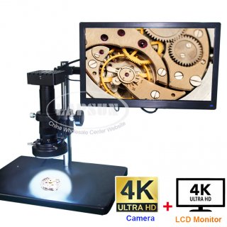 4K HDMI Industrial Camera Video Microscope Industrial Camera with Measurement + 15.6" 4K IPS UHD Monitor(Full 4K Solution)