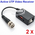 2x 1 Channel Passive Active Video Balun Transceiver BNC UTP CCTV Receiver 1001R