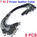 5pcs DC 1 to 2 Power Splitter Cable Cord Adapter F CCTV Camera DVR Female 2 Male