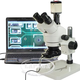 7X-45X Trinocular Industrial Zoom Stereo Microscope 200X USB VGA C-mount Camera
