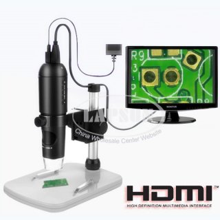 10-200X 1080P HDMI USB HD Digital Lab Microscope Camera TF Card Video Recorder