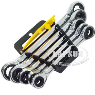 5pcs Reversible Combination Metric Ratchet Wrench Socket Spanner Set 10mm-19mm