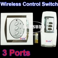 3 Ports Light Wireless Digital Remote Control Switch House Wall Power Button