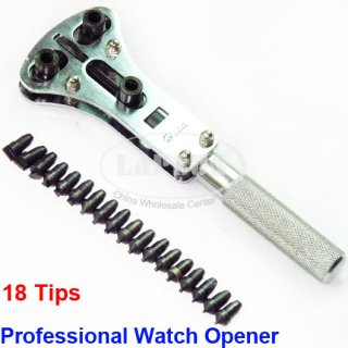 Professional Watch Repair Remover Back Case Opener Tool Steel Wrench Kit 18 Tips