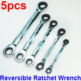 5pcs Reversible Combination Metric Ratchet Wrench Ratcheting Socket Spanner Set