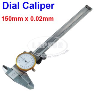150mm x 0.02mm Stainless Steel Dial Caliper Machinist tool with Plastic Case