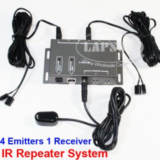 Infrared Remote Extender 4 Emitters 1 Receiver Hidden IR Repeater System Kit