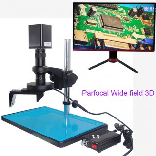 Wide Field 3D & 2D Parfocal Industry 180X C-Mount Lens 60FPS HDMI IMX385 V2 Camera Microscope Set