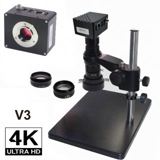 2023 4K IMX334 V3 60FPS HDMI USB LAN Industry Camera Microscope Set WD100 0.75X Barlow Lens for Mobile Soldering