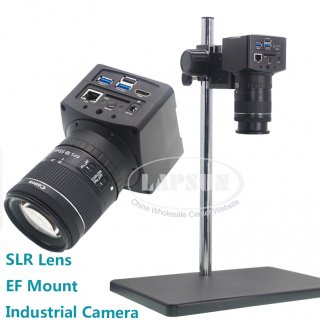 4K 60FPS Sony IMX283 1/1.1" Auto Focus Focal HDMI USB Network WIFI Industry Camera Microscope Set EF-Mount SLR Lens Stand