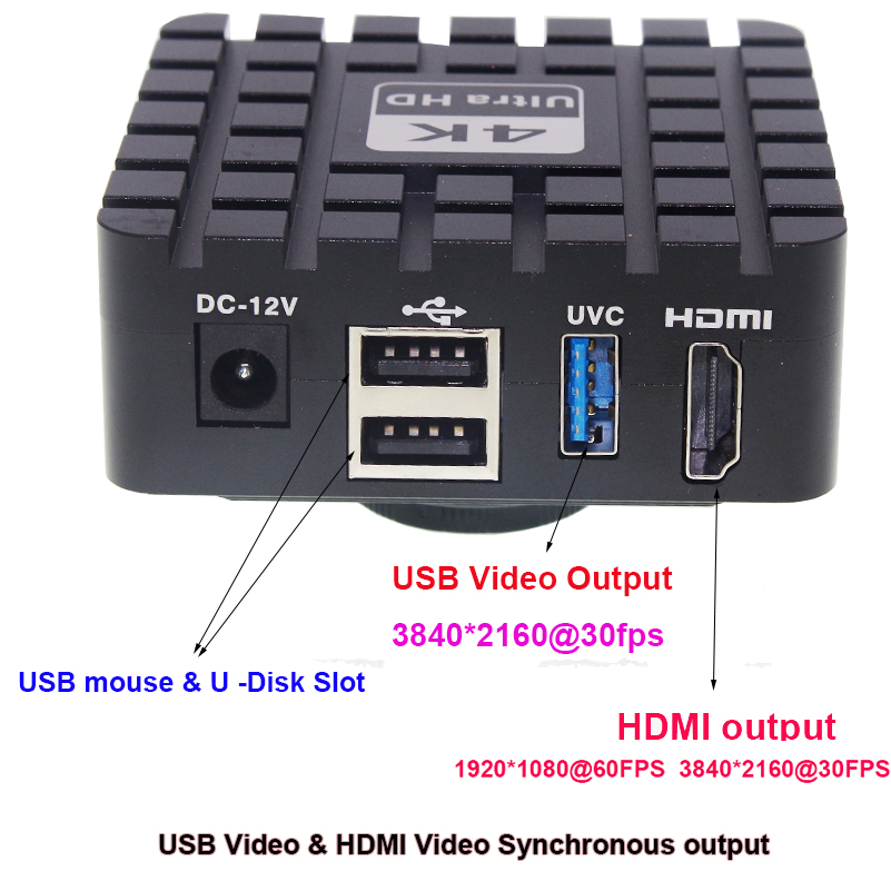 4K UHD HDMI Industrial Digital Video 20X-180X Lens Microscope Camera Measuring
