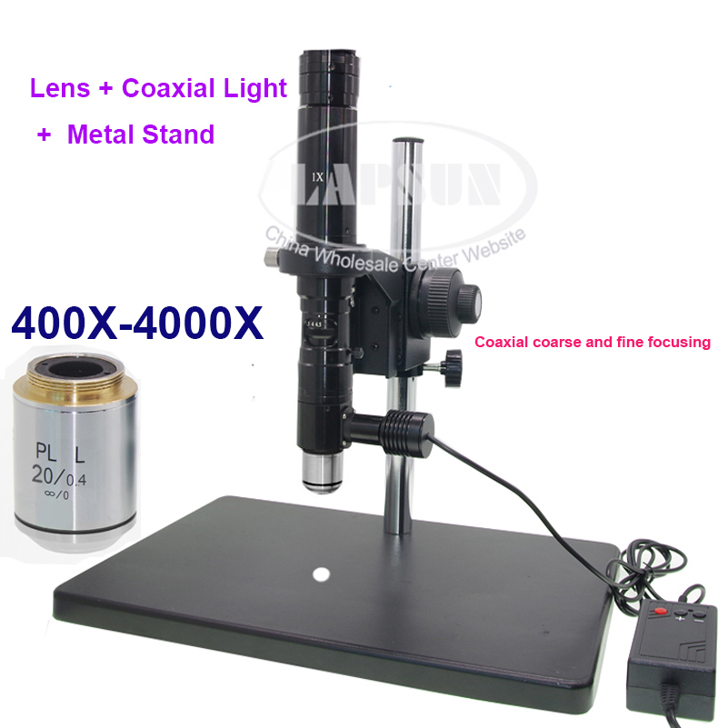 400-4000X Zoom Inspection Monocular C-mount Lens + Coaxial Light + 4K Ultra HD 60fps SONY imx334 1/1.8