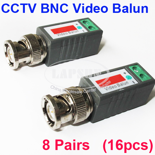 8 Pairs CCTV Passive Video Balun UTP Transivers BNC CAT5 Cable Connectors 16x