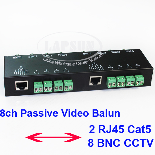 UTP 8CH Transceiver Passive CAT5 RJ45 BNC CCTV Adapter Q-208 + 8pcs Video Balun