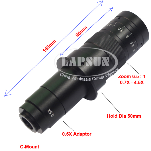 360X C-MOUNT + 0.5X & 2.0X Barlow Auxiliary Lens for Industry Microscope Camera