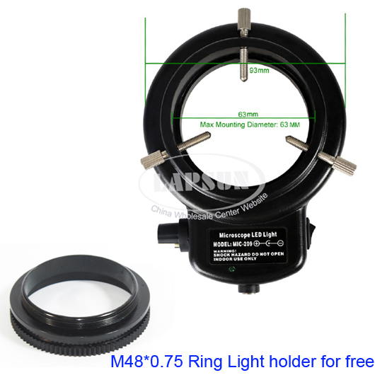 144 LED Bulb Microscope Ring Light Illuminator Adjustable Bright Lamp + Adapter