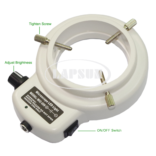 144 LED Bulb Microscope Ring Light Illuminator Adjustable Bright Lamp + Adapter