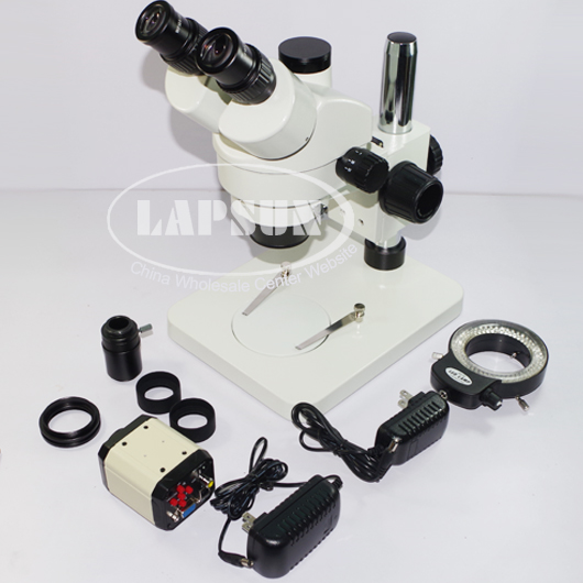 7X-45X Trinocular Industrial Zoom Stereo Microscope 200X USB VGA C-mount Camera