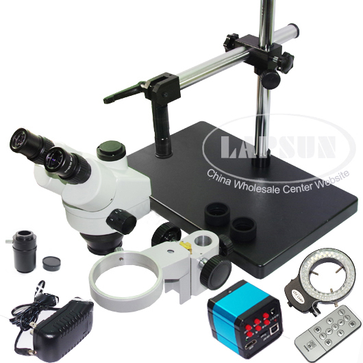 Simul-focal 45X Trinocular Industrial Stereo Microscope USB 1080P HDMI Camera
