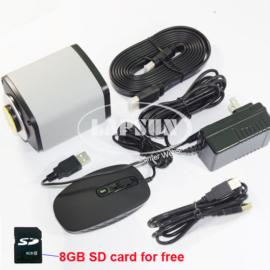 5MP 1080P HDMI HD USB Digital Industry C-mount Microscope Camera + 8GB SD Card