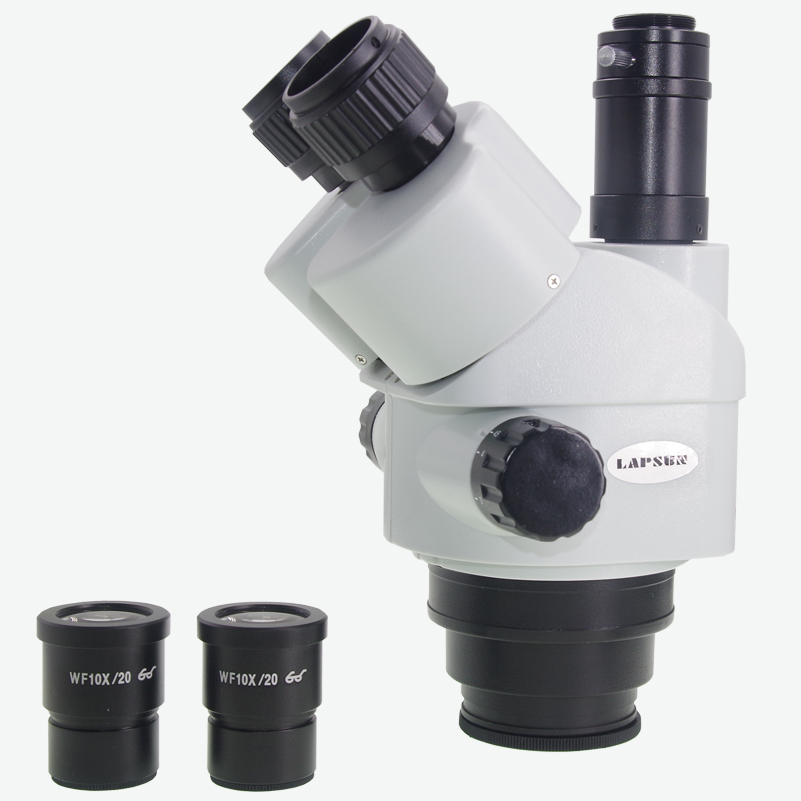 Lapsun 7X-45X Simul-Focal Trinocular Stereo Zoom Industry C-Mount Microscope Set