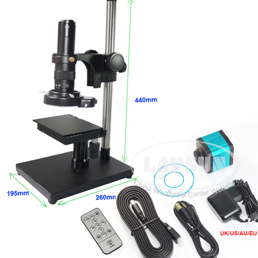 14MP 1080P HD Industrial Lab Microscope HDMI USB Camera X Y Stage Stand Holder