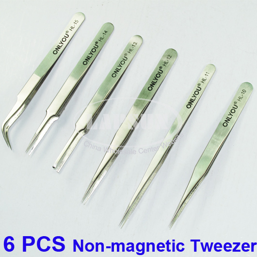 6pcs Non-magnetic Tweezers Set Repair Tool Kit Maintenance For PC Electronics US