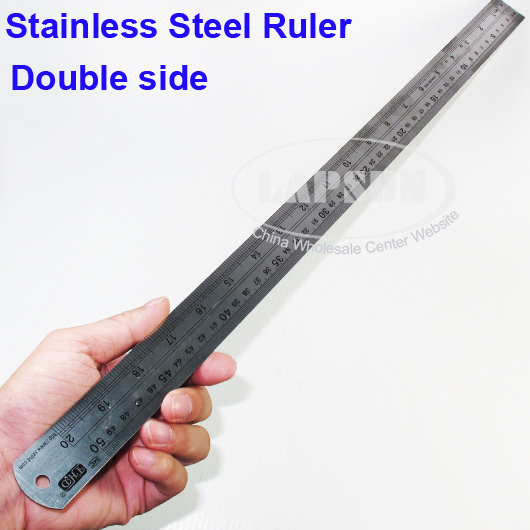 20" 50cm Stainless Steel Metal Measuring Ruler Rule Double Sided Inch Metric