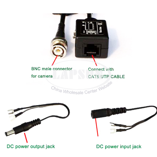1 Pair CCTV Cat5 Passive Video Power UTP BNC Balun Transceiver Transmission B4