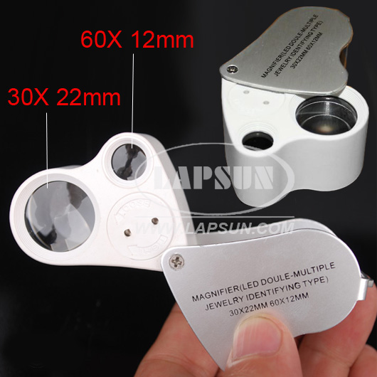 30X 60X Loop Magnifier Jeweler Eye Loupe Lens LED